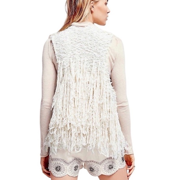 Free People Ivory/Cream Fringe Sweater Vest - Picture 2 of 7